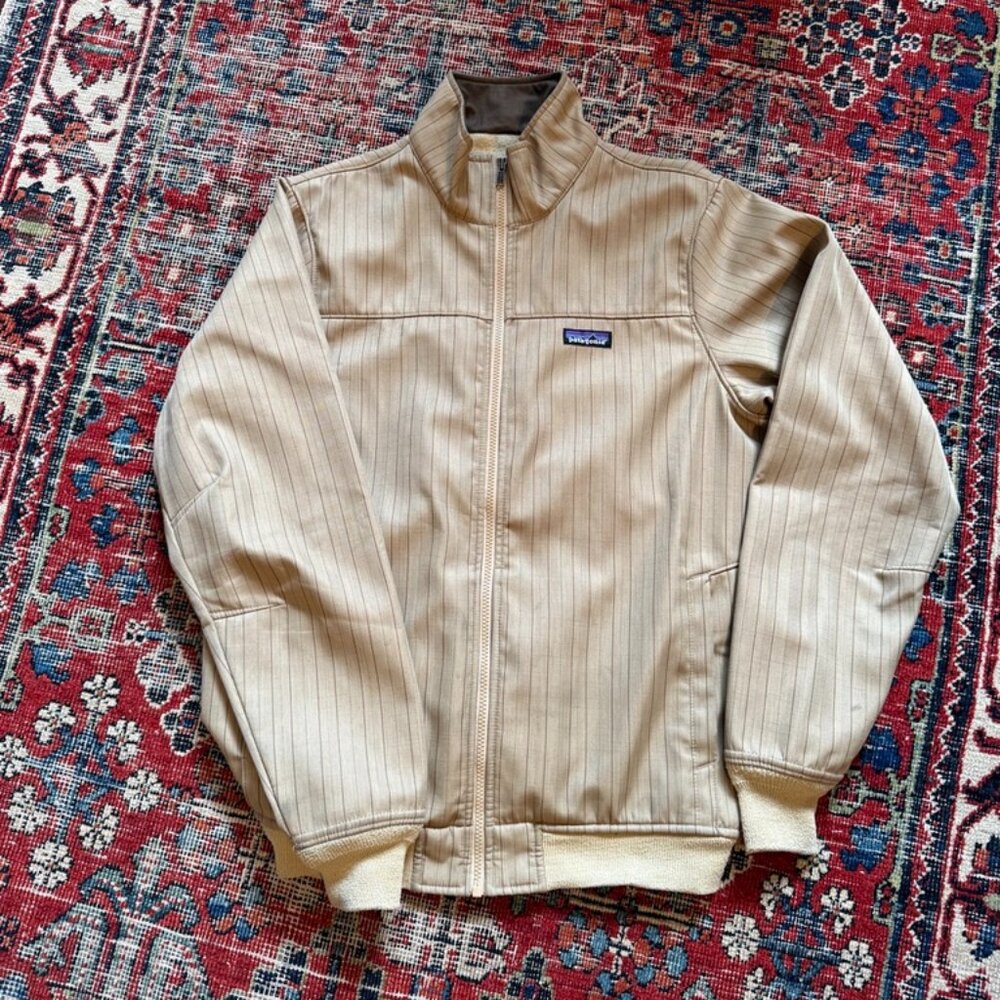 Patagonia, pin strip "bomber" jacket.  Men's M, Tan